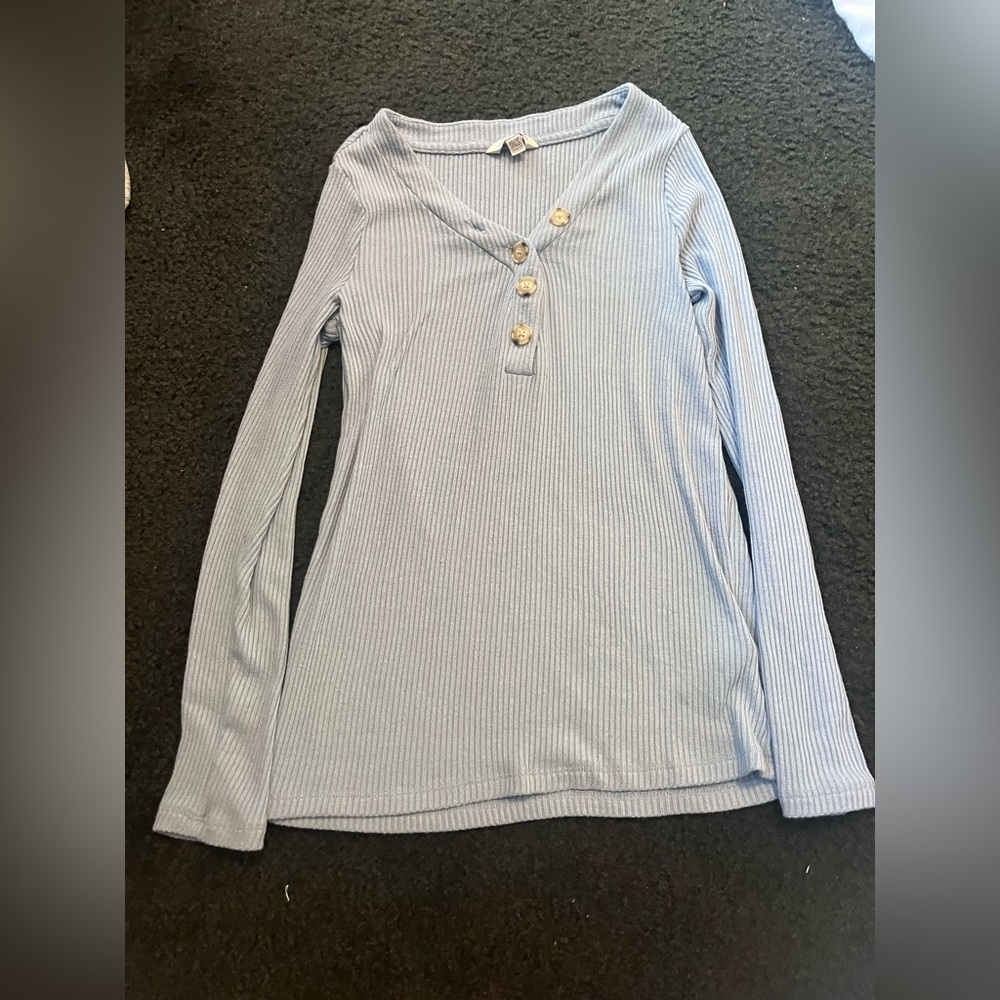 Light blue Cardigan long sleeve t shirt